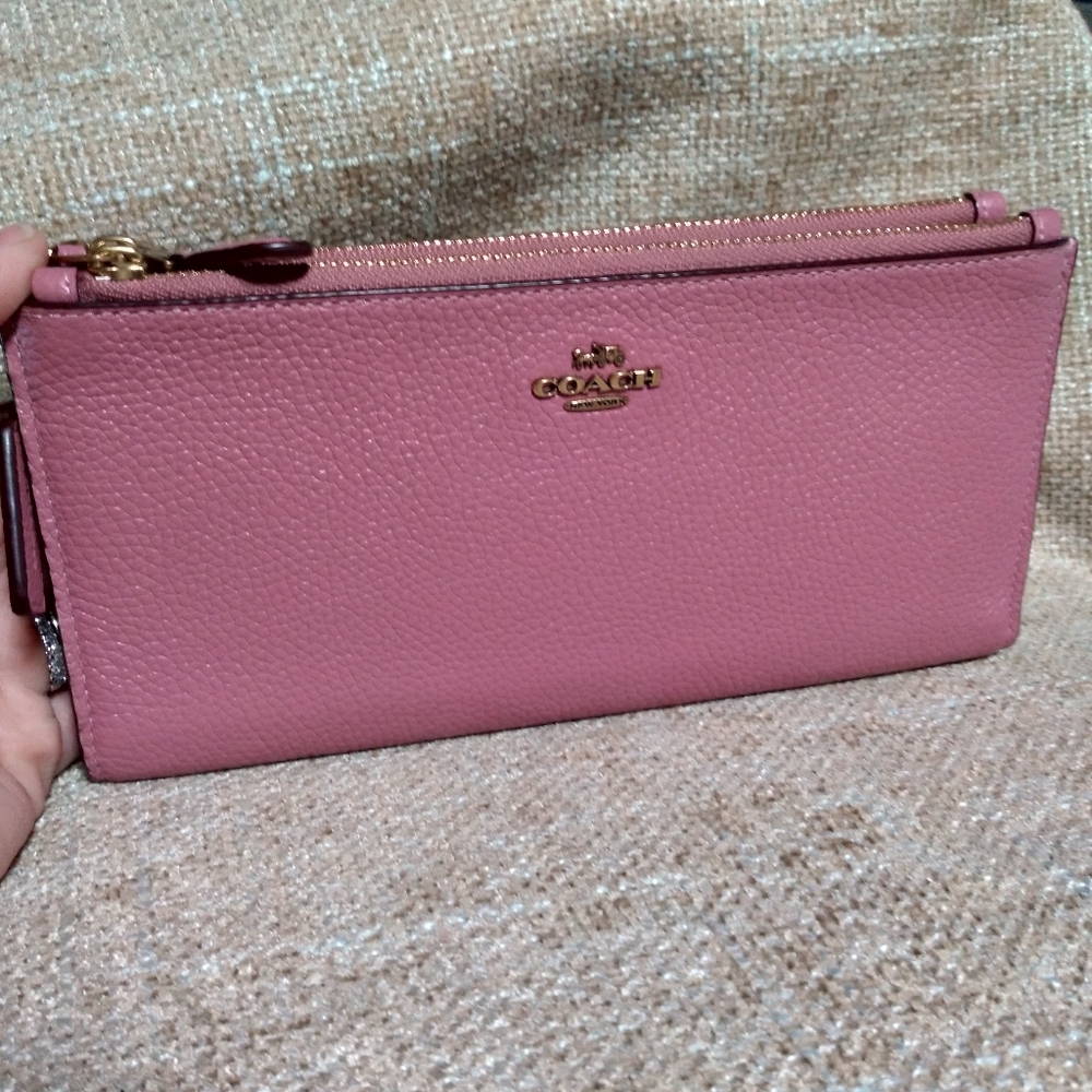 Coach Leather Large Double Zipper Clutch Wallet - Picture 2 of 8